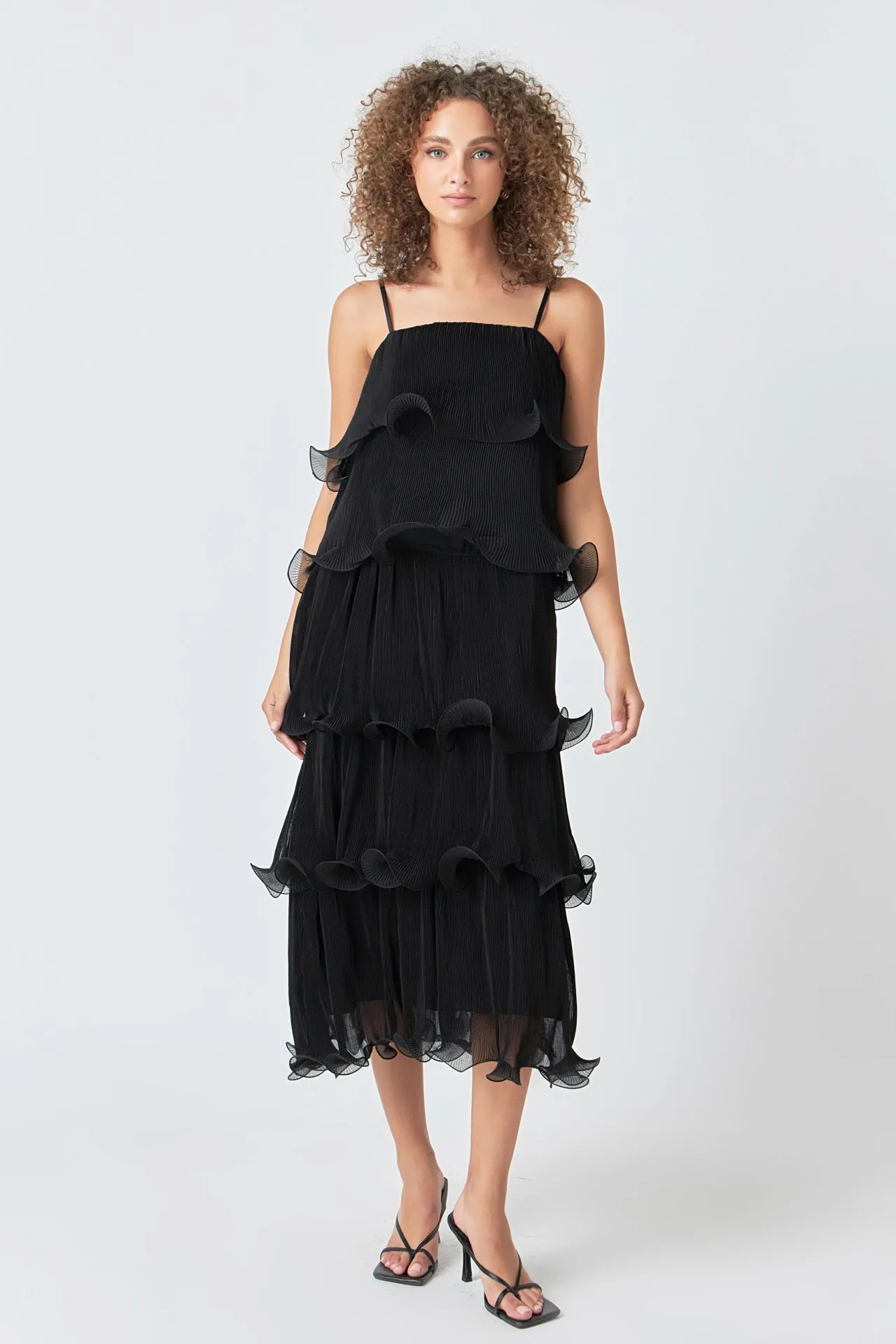 Pleated Tiered Long Dress