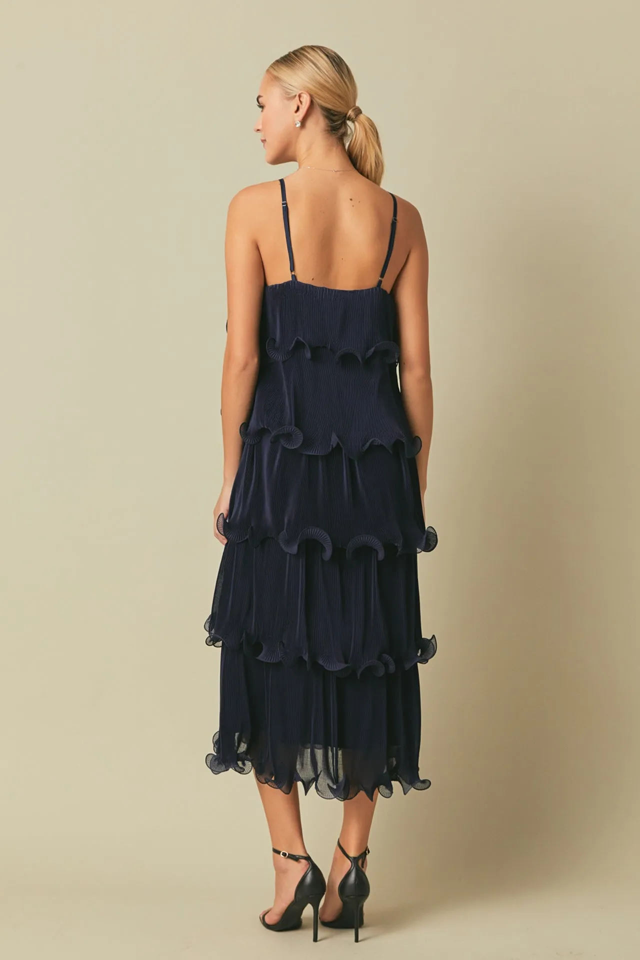 Pleated Tiered Long Dress