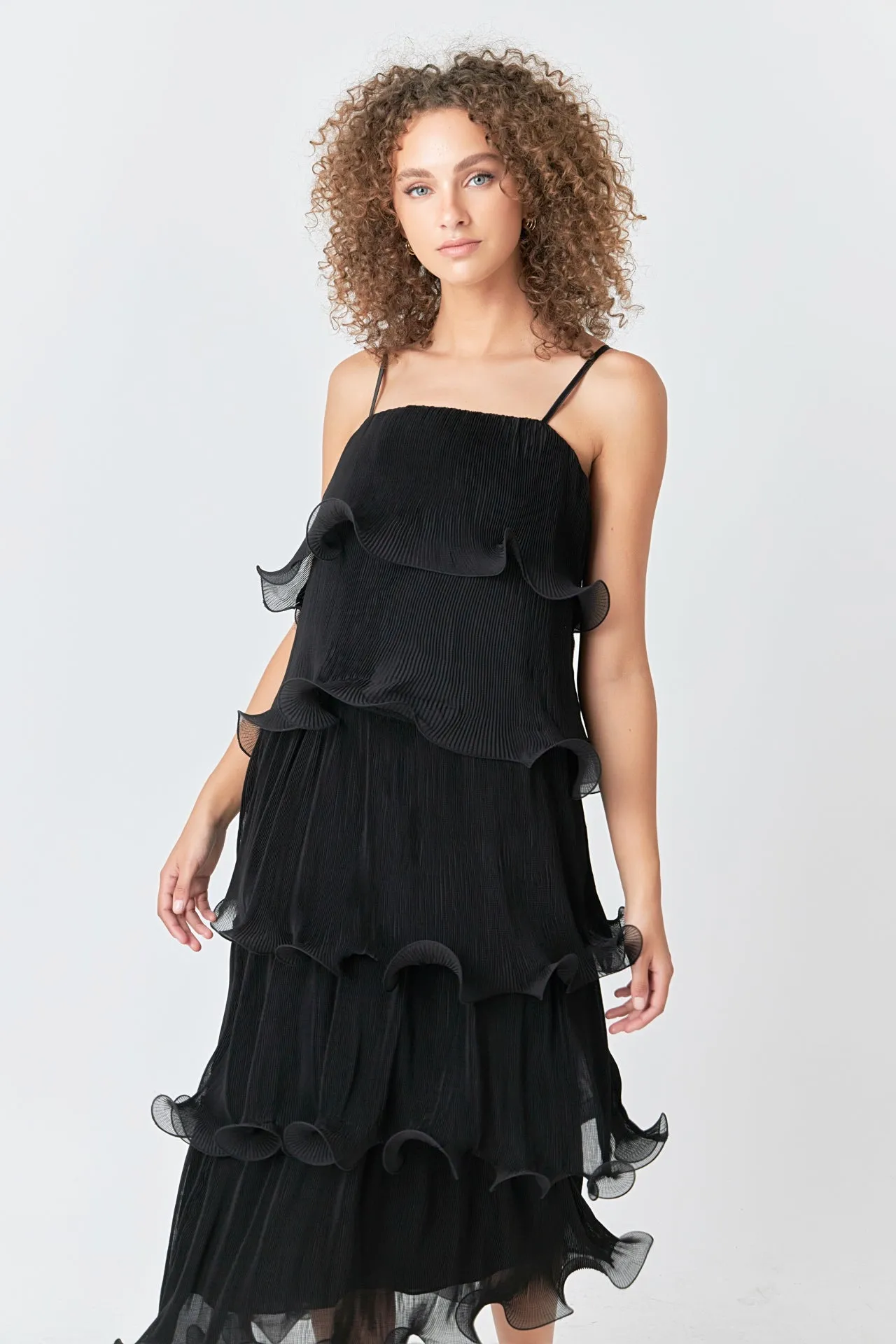 Pleated Tiered Long Dress