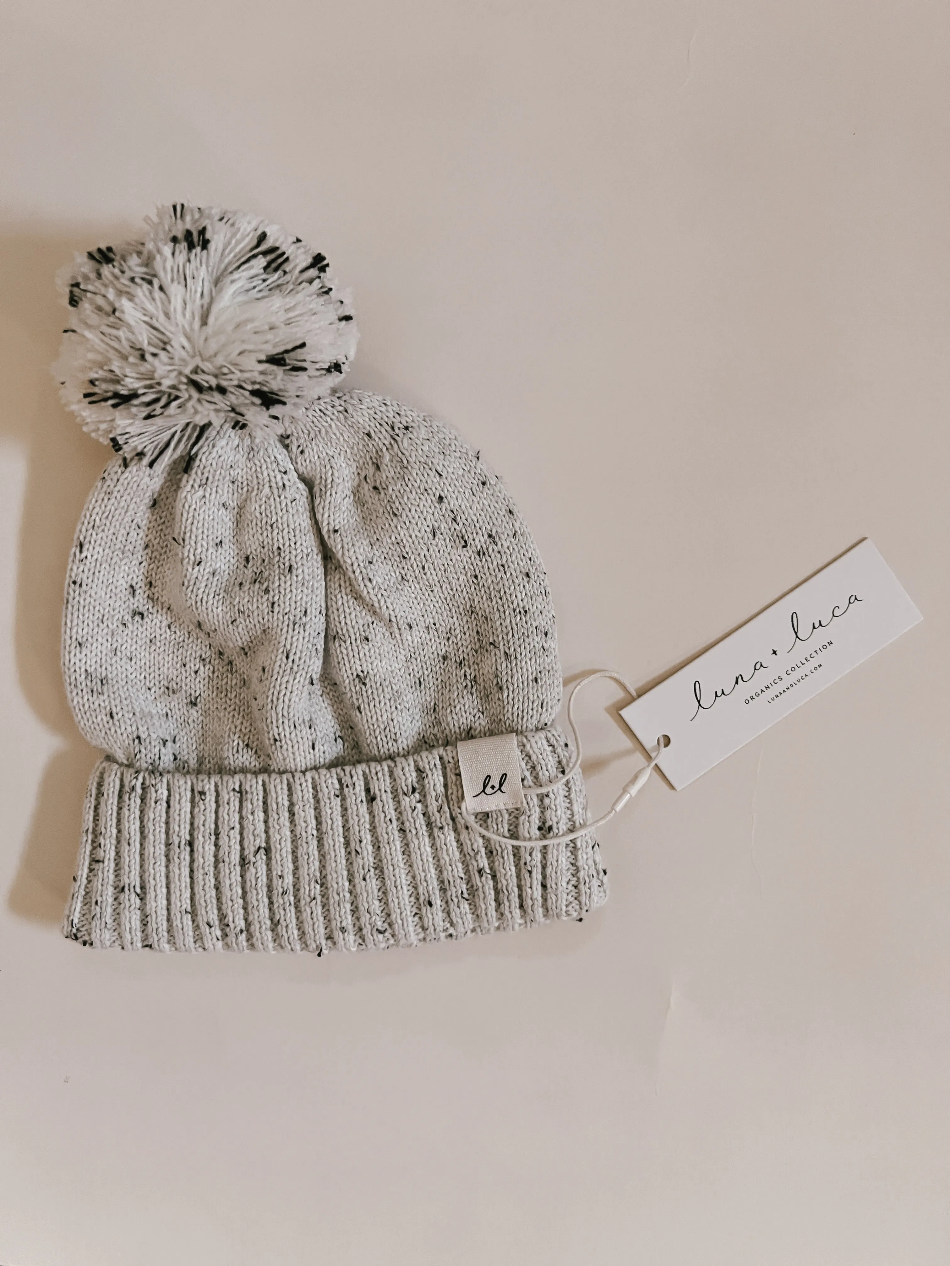 Pom Beanie - Black Speckle