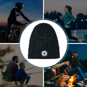 Portable LED Lighted Beanie Hat Cap 120LM 300mAh USB Charging Winter Warm Headlamp Cap Headlight Hat 3 Lighting Modes FOR Fishin