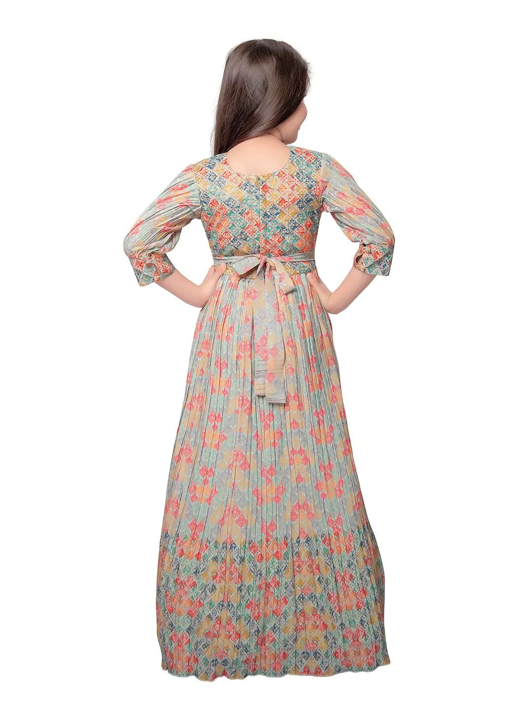 Printed Hand Embroidery Simple Yet Classic Gown For Girls