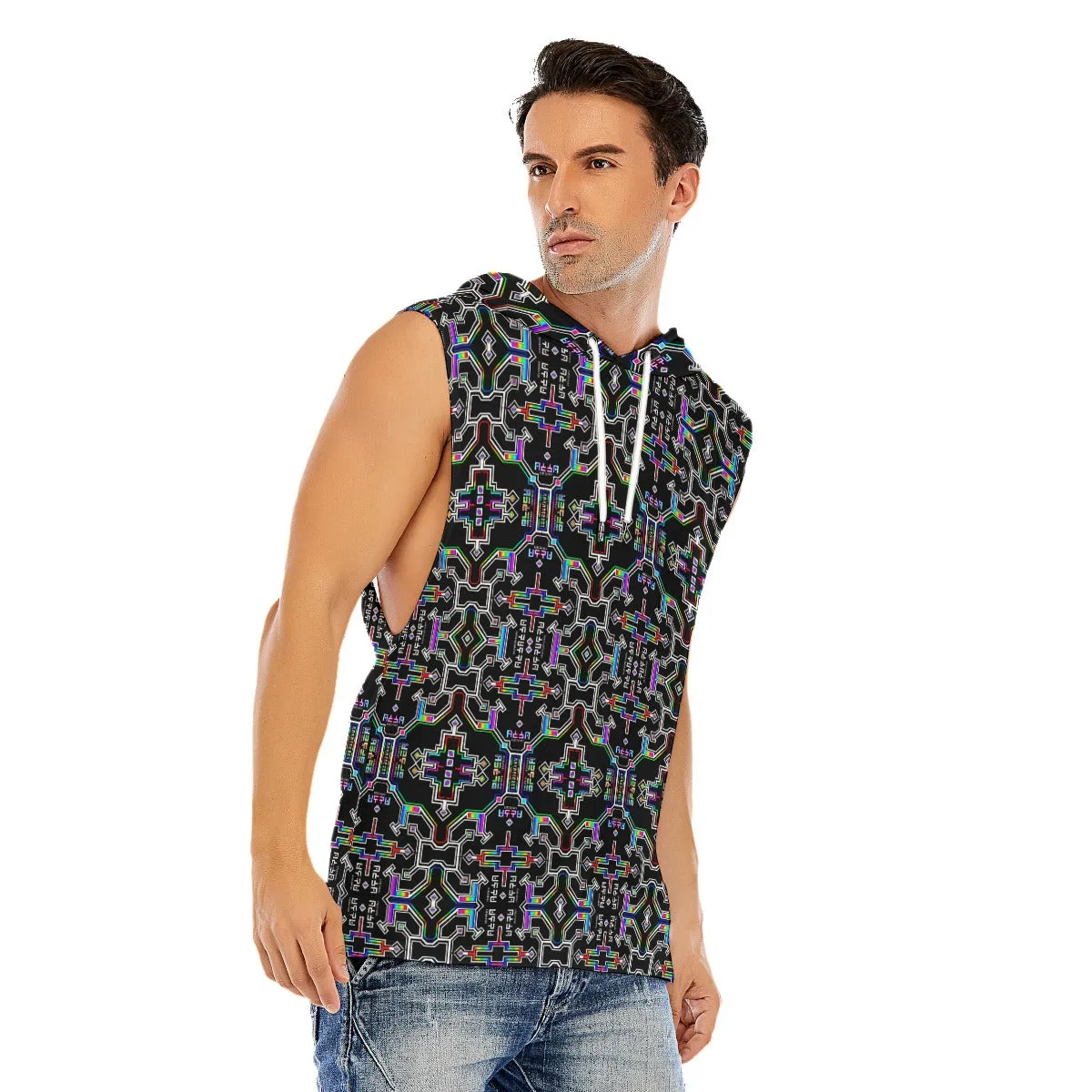 Prismatic Grid Hooded Tank Top