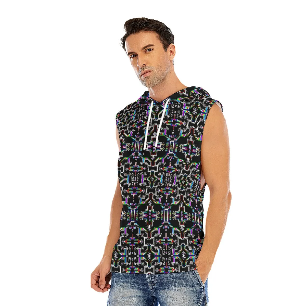 Prismatic Grid Hooded Tank Top