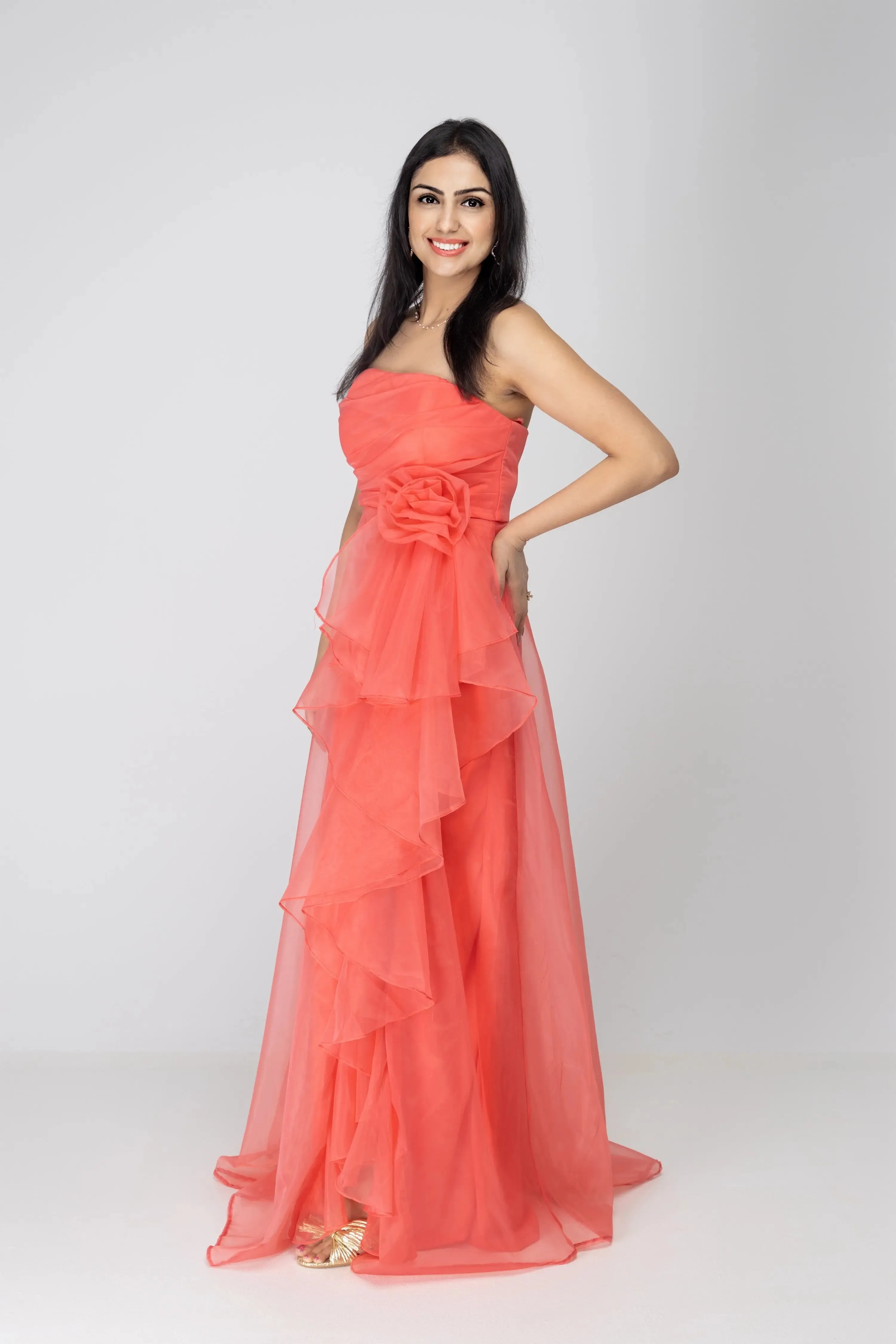 Red Carpet Ready Organza Maxi Dress