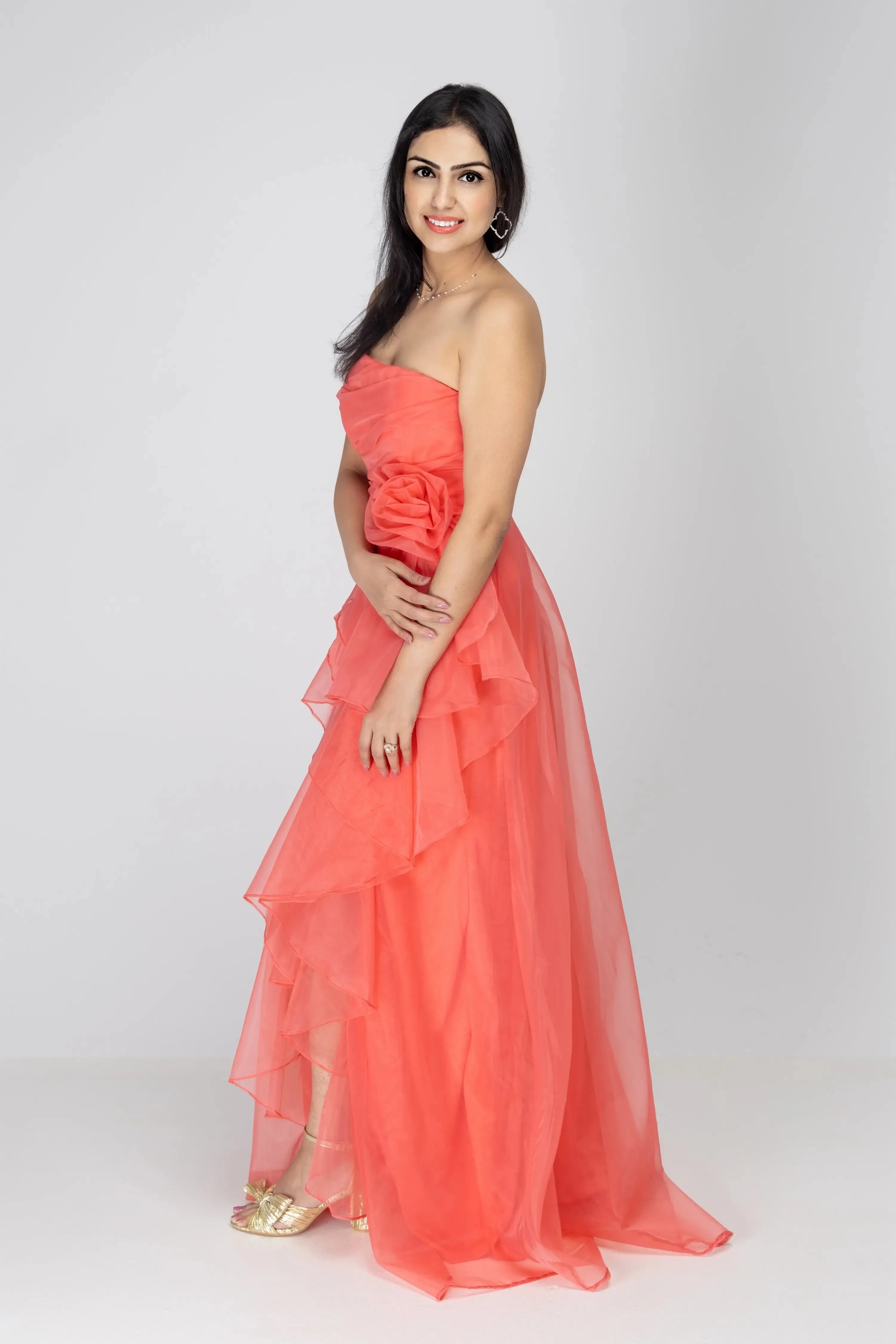 Red Carpet Ready Organza Maxi Dress