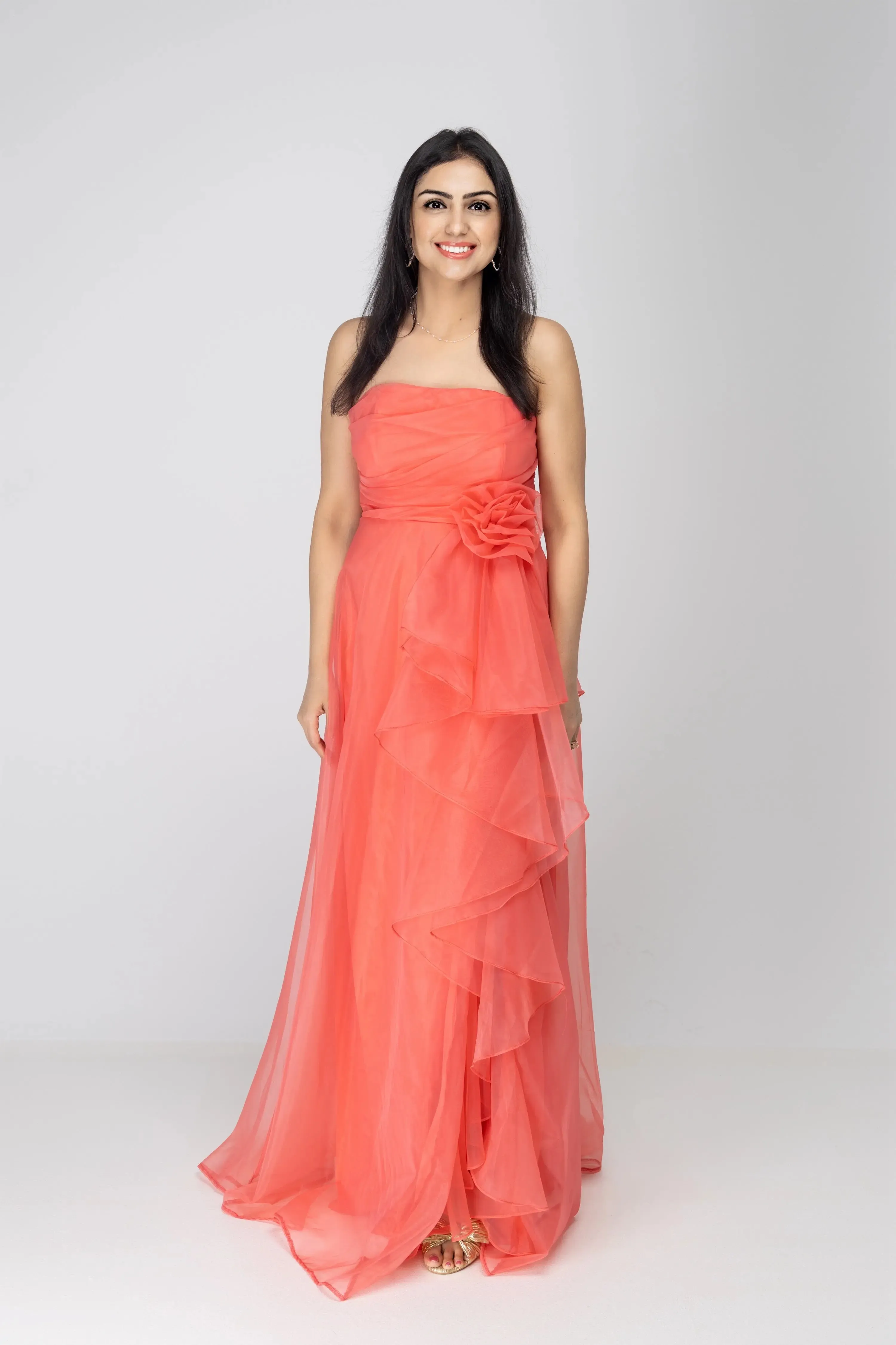 Red Carpet Ready Organza Maxi Dress