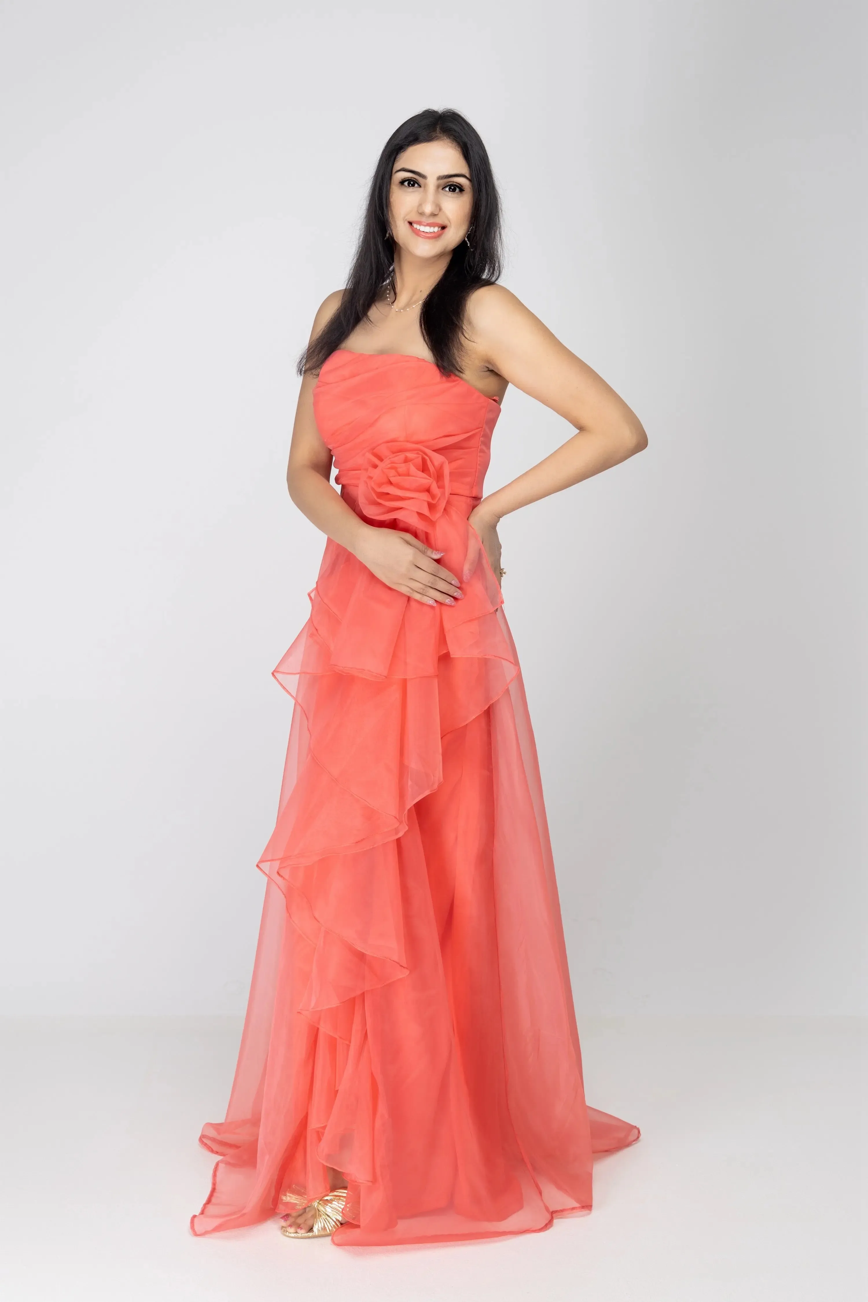 Red Carpet Ready Organza Maxi Dress