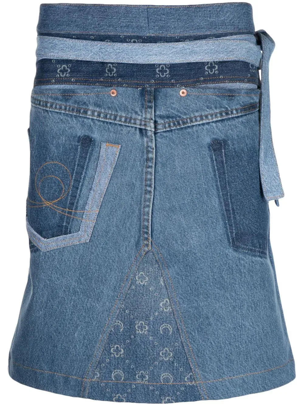 Regenerated Denim Moonogram Apron Dress