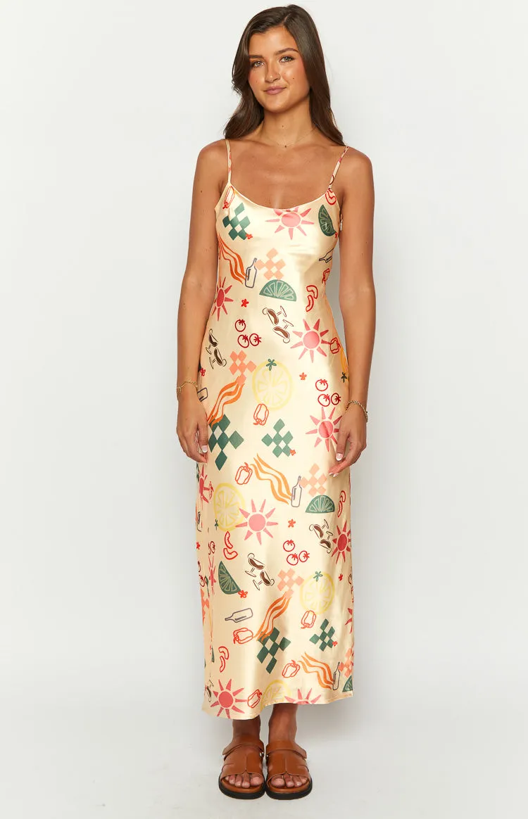 Renesmee Golden Escape Yellow Print Maxi Dress