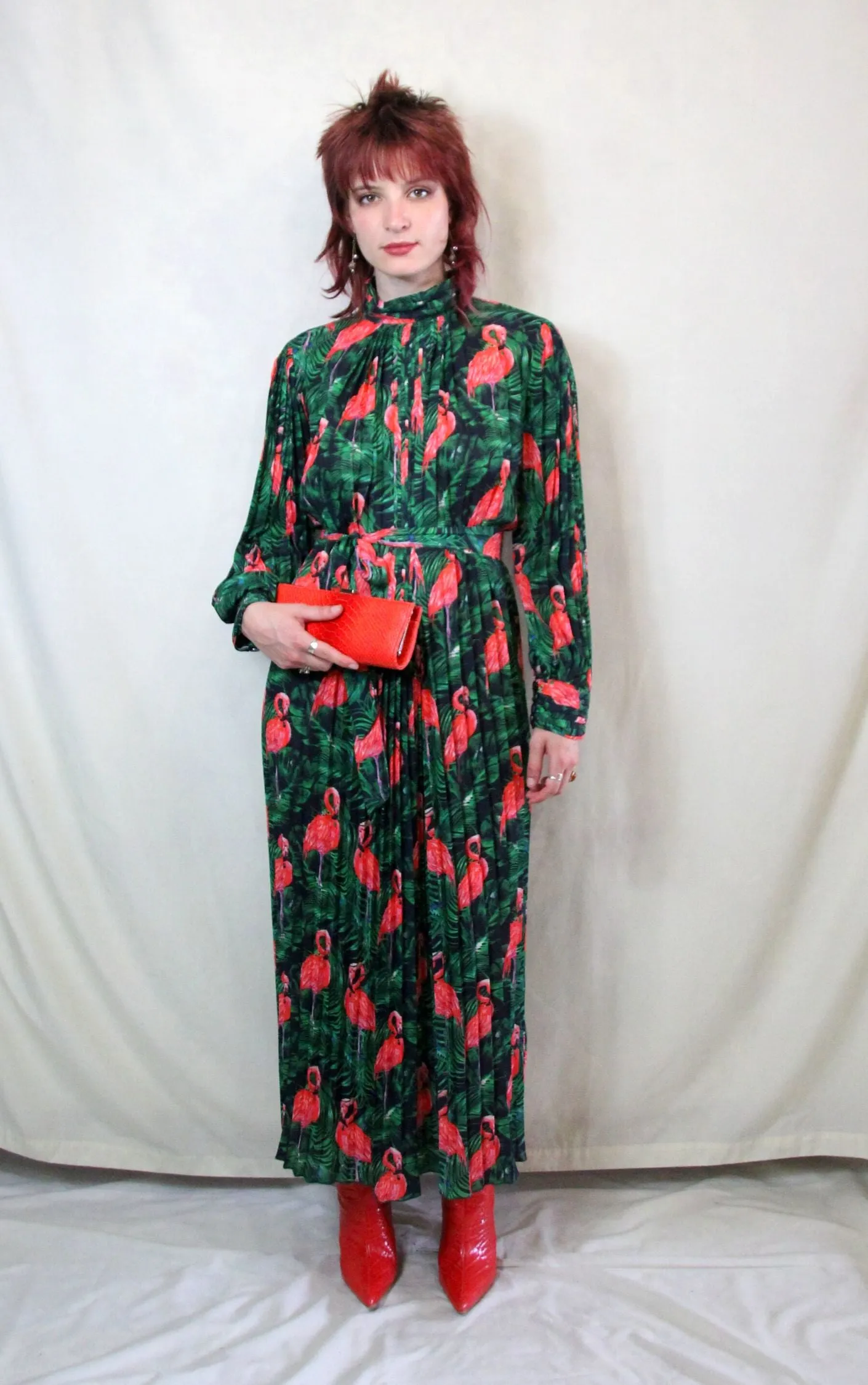 RENT Flamingo Print maxi dress