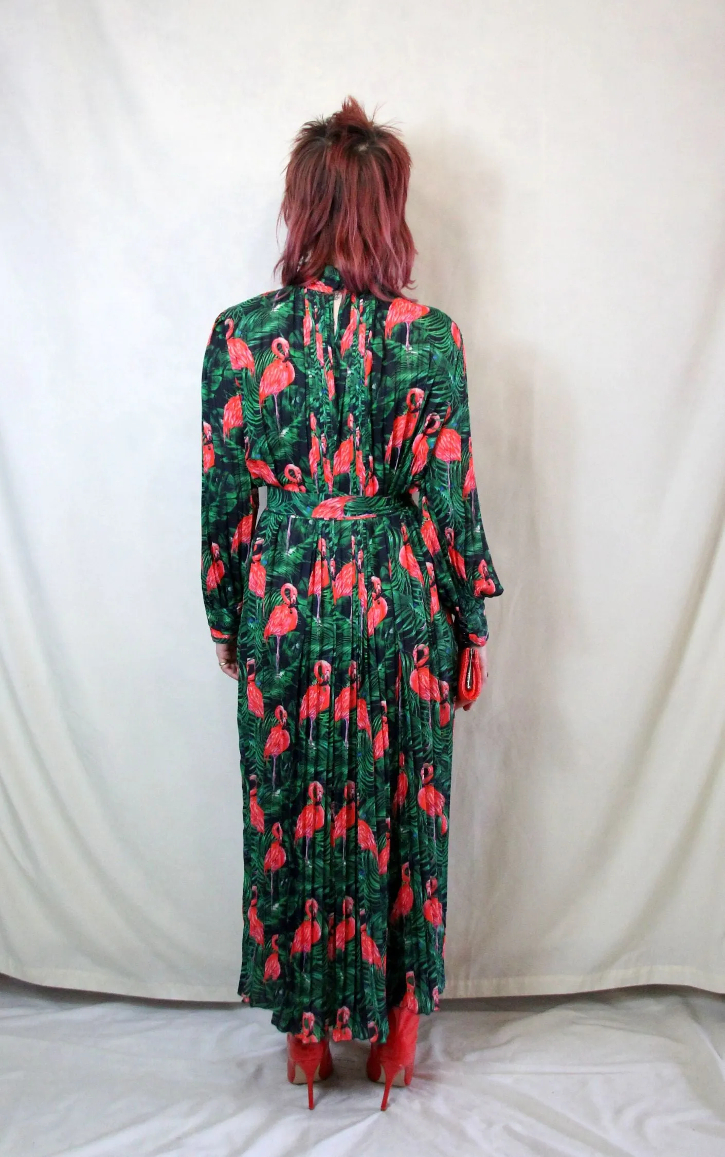 RENT Flamingo Print maxi dress