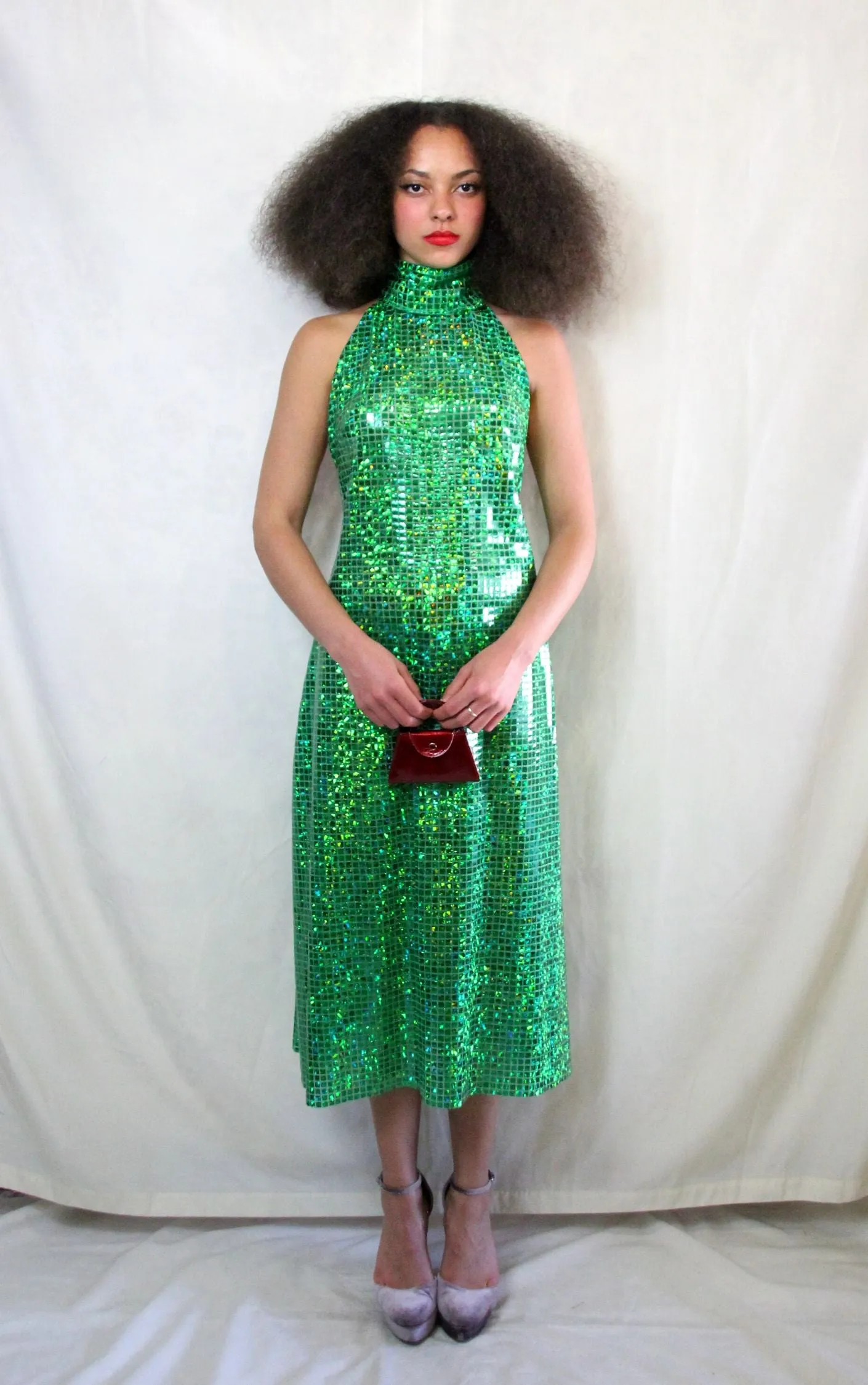 RENT Green Handmade Disco Dress