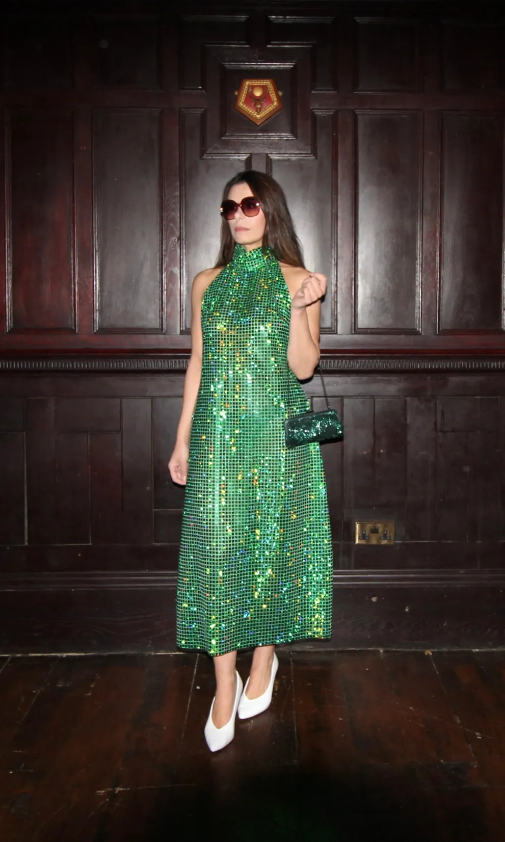 RENT Green Handmade Disco Dress