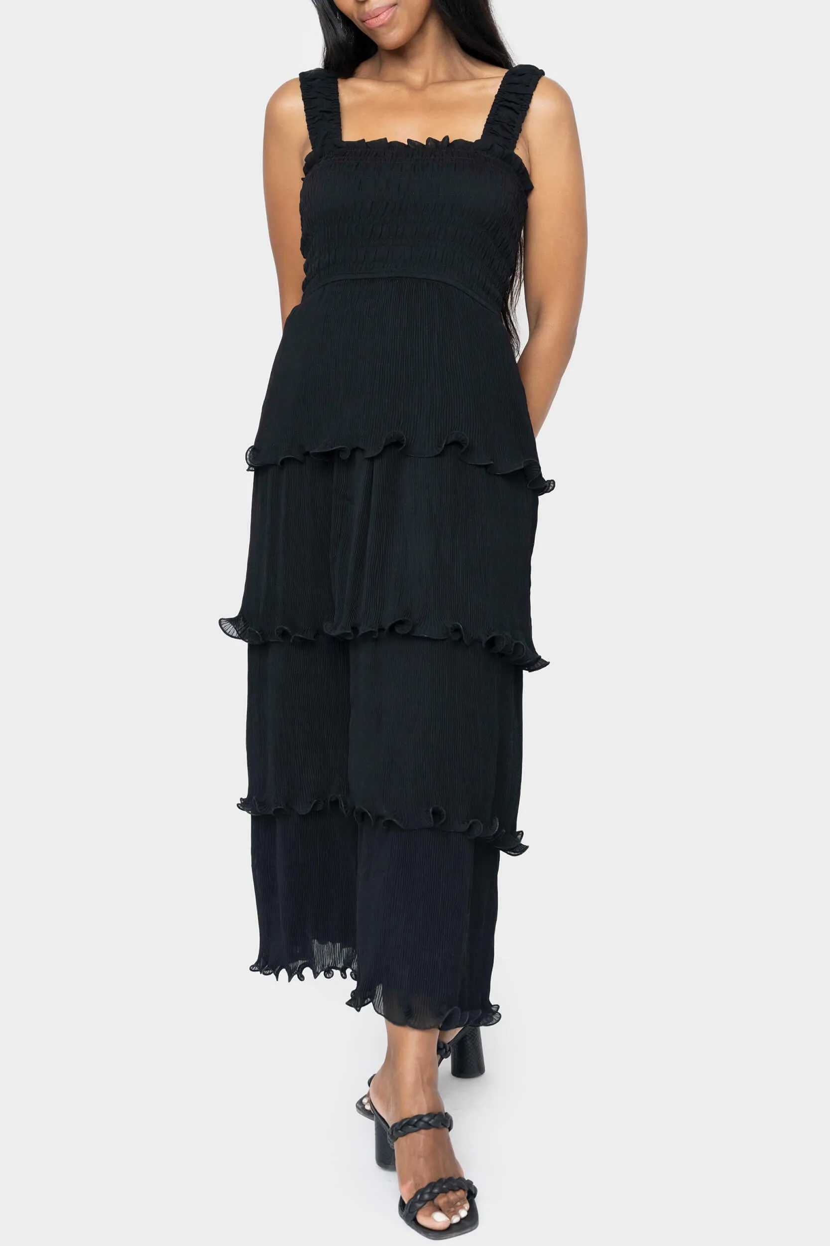 Reset By Jane Ruffle Tier Midi Dress