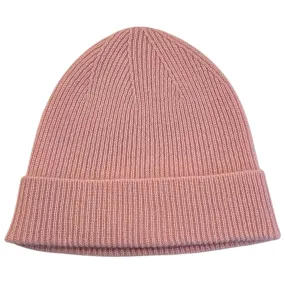 Ribbed Cashmere Beanie in Baby Pink