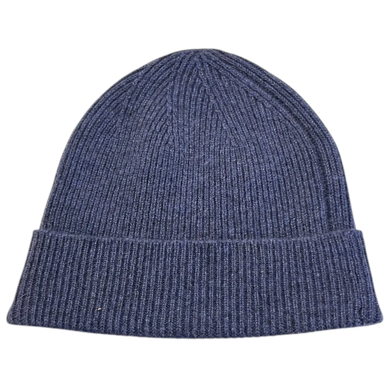 Ribbed Cashmere Beanie in Denim Blue