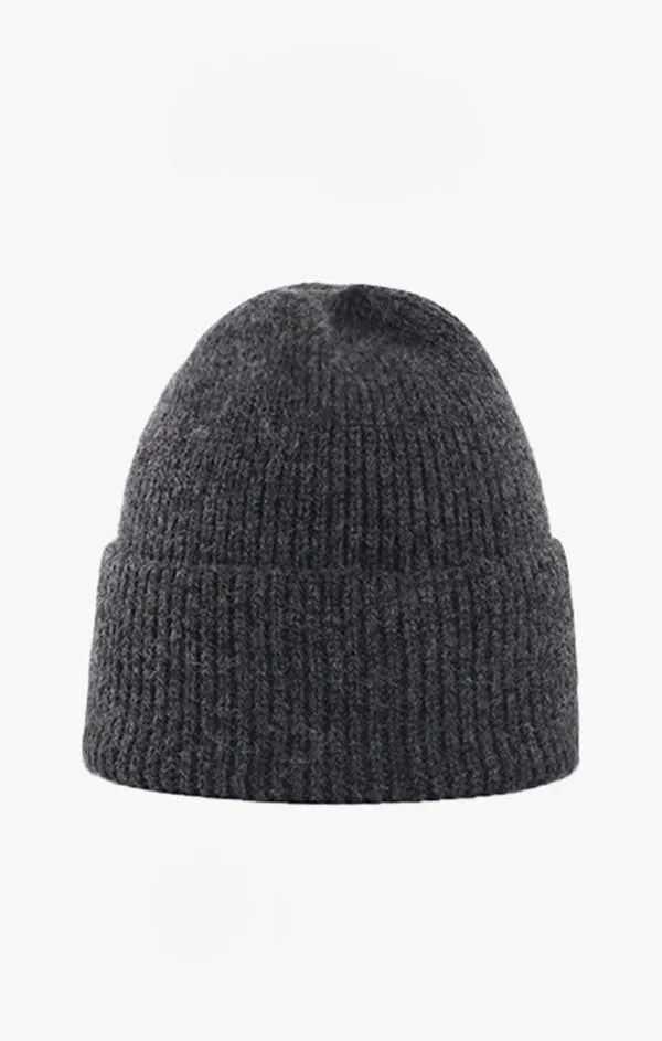 Ribbed Knit Cuffed Beanie Hat