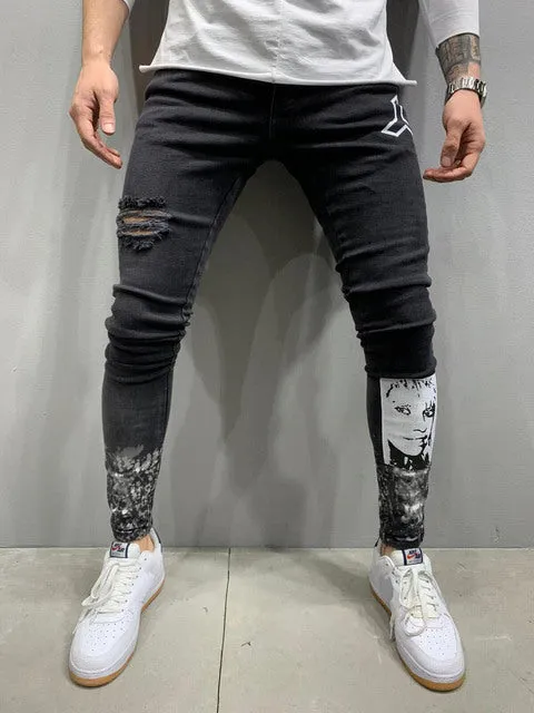 Ripped Frayed Slim Fit Denim Pants