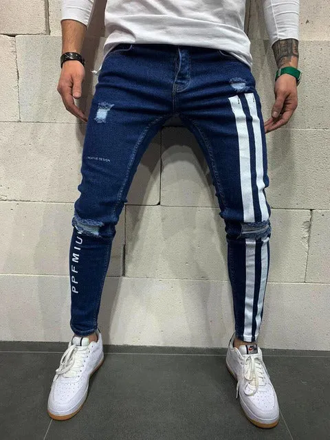 Ripped Frayed Slim Fit Denim Pants