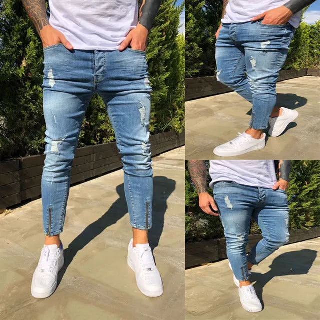 Ripped Frayed Slim Fit Denim Pants