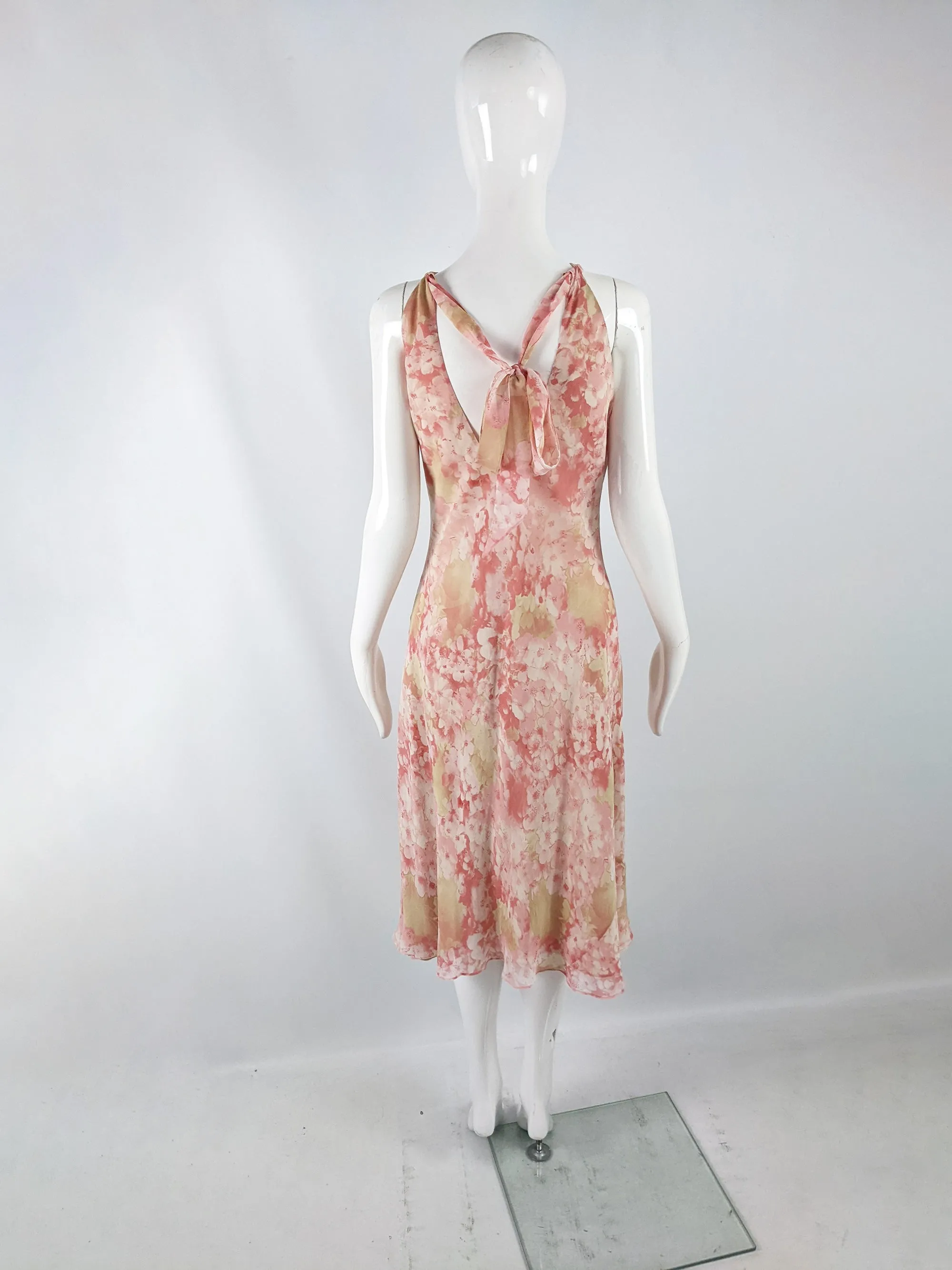 Ronit Zilkha Vintage Floral Print Silk Chiffon Dress, 1990s