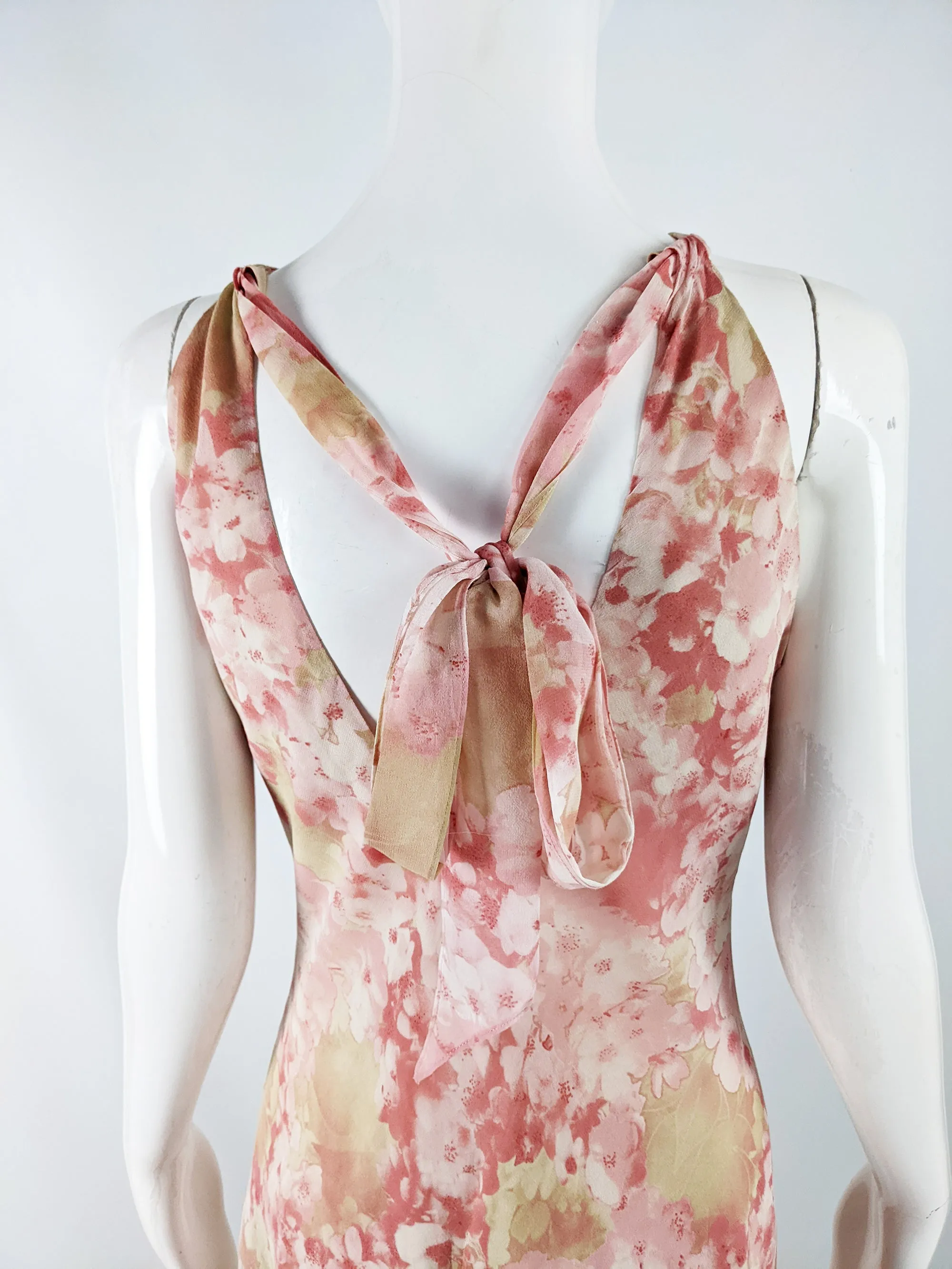 Ronit Zilkha Vintage Floral Print Silk Chiffon Dress, 1990s