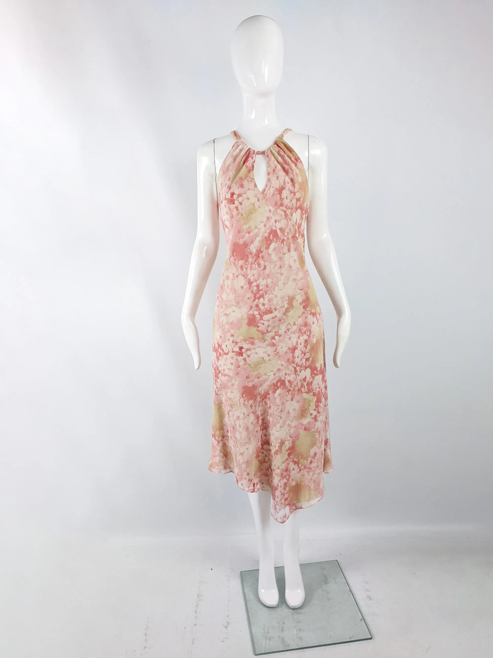 Ronit Zilkha Vintage Floral Print Silk Chiffon Dress, 1990s