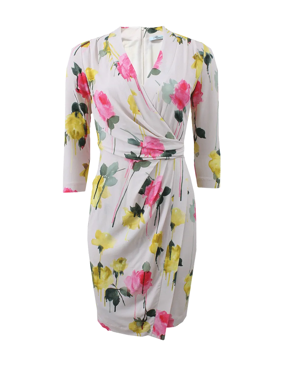 Rose Print Wrap Dress