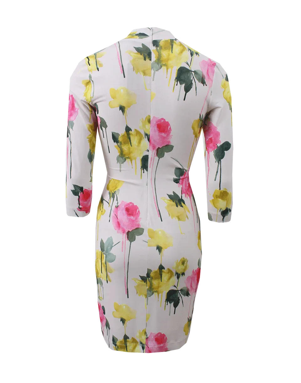 Rose Print Wrap Dress