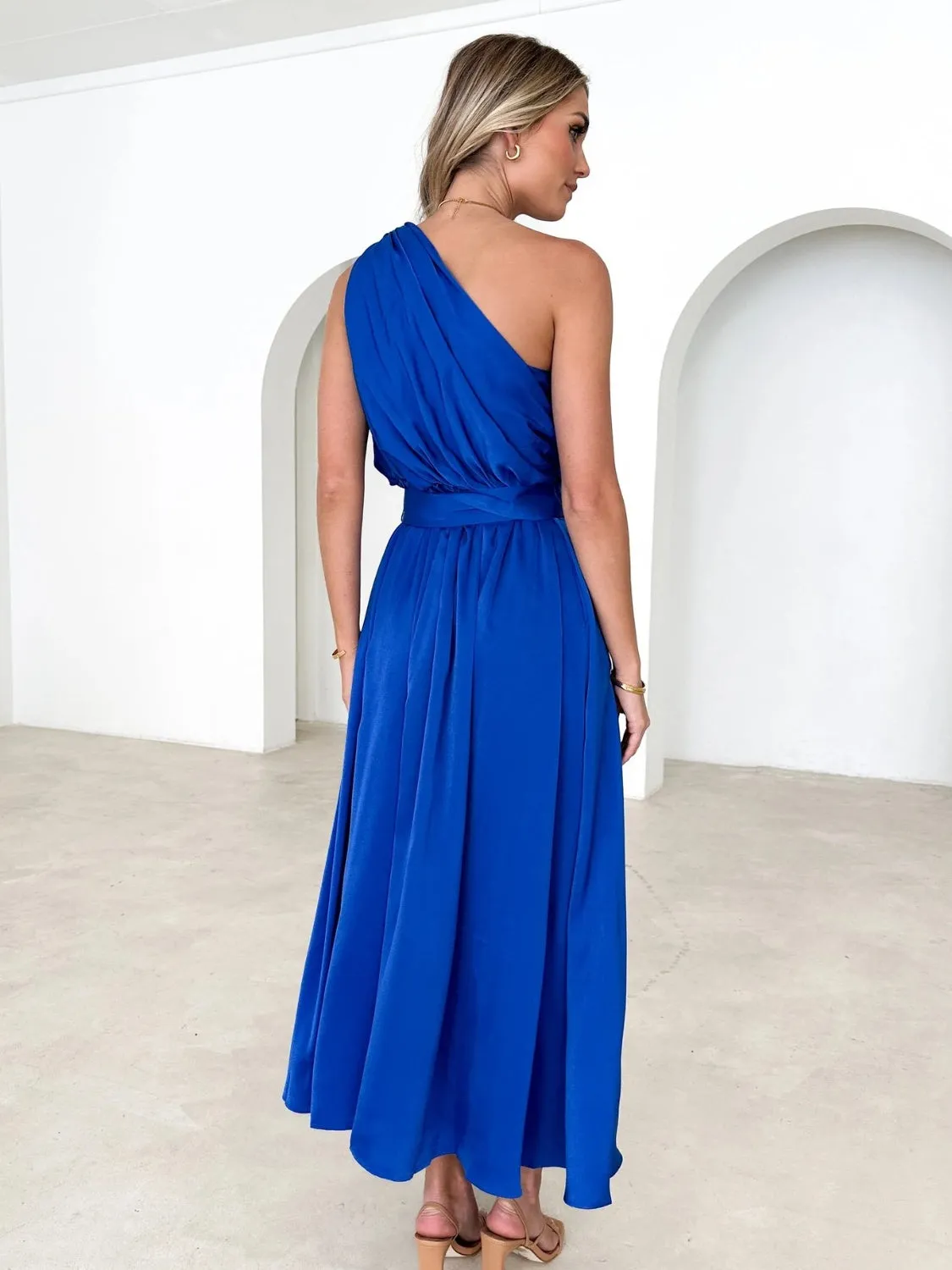 Ruched One Shoulder Resort Maxi Dress