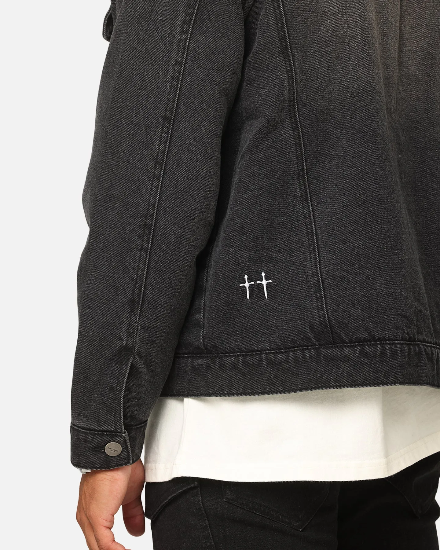 Saint Morta Sherpa Boxy Denim Jacket Black Shadow