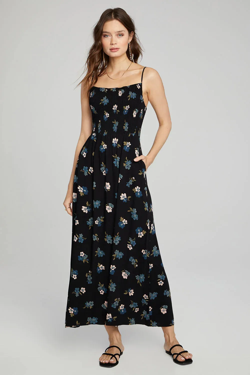 SAL Floral Leighton Maxi Dress Black & Teal