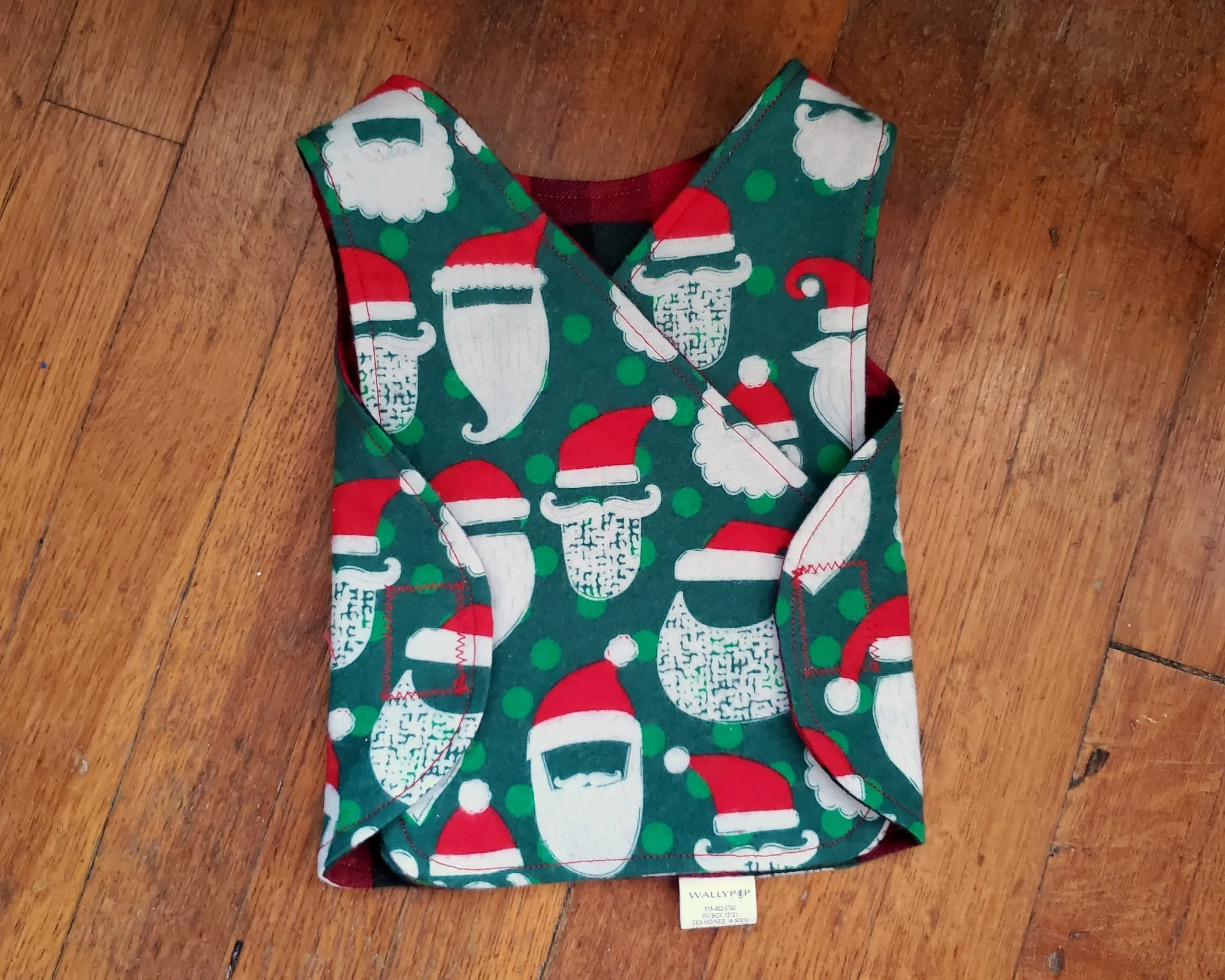 Santa and Plaid Winter / Christmas NICU smock. 5-8 lb. Ready to Ship.