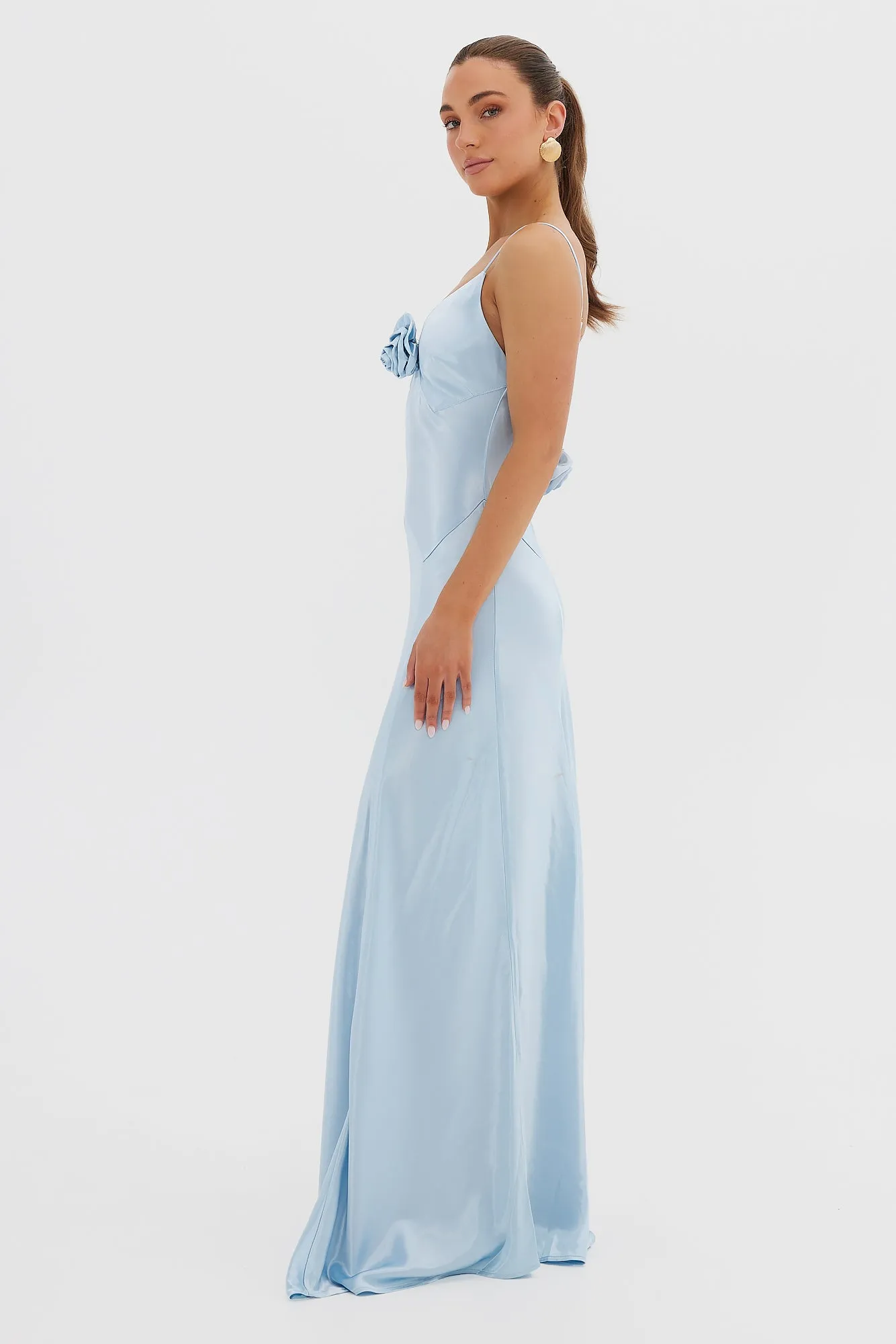 Savannah Rosette Gown - Baby Blue