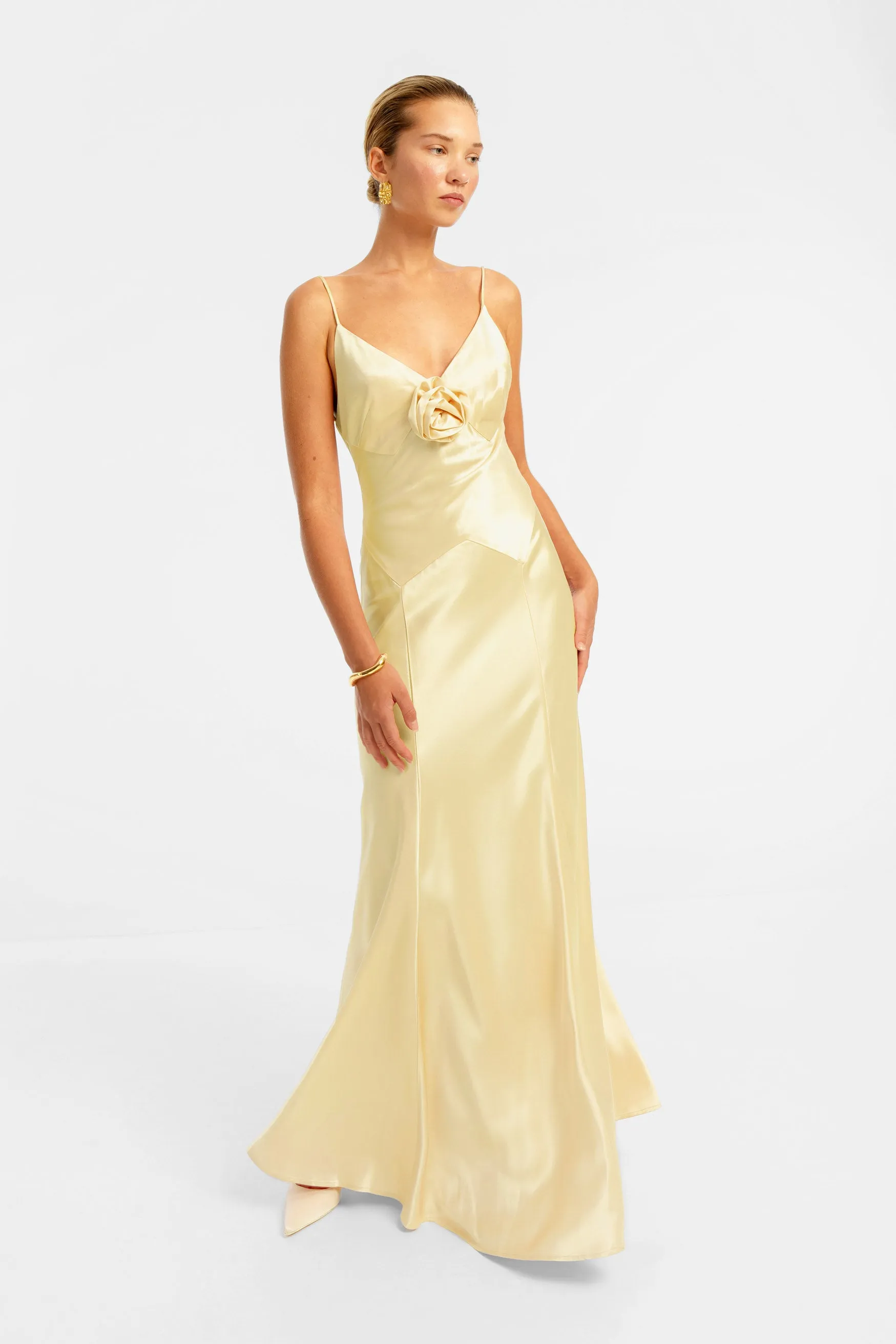 Savannah Rosette Gown - Yellow