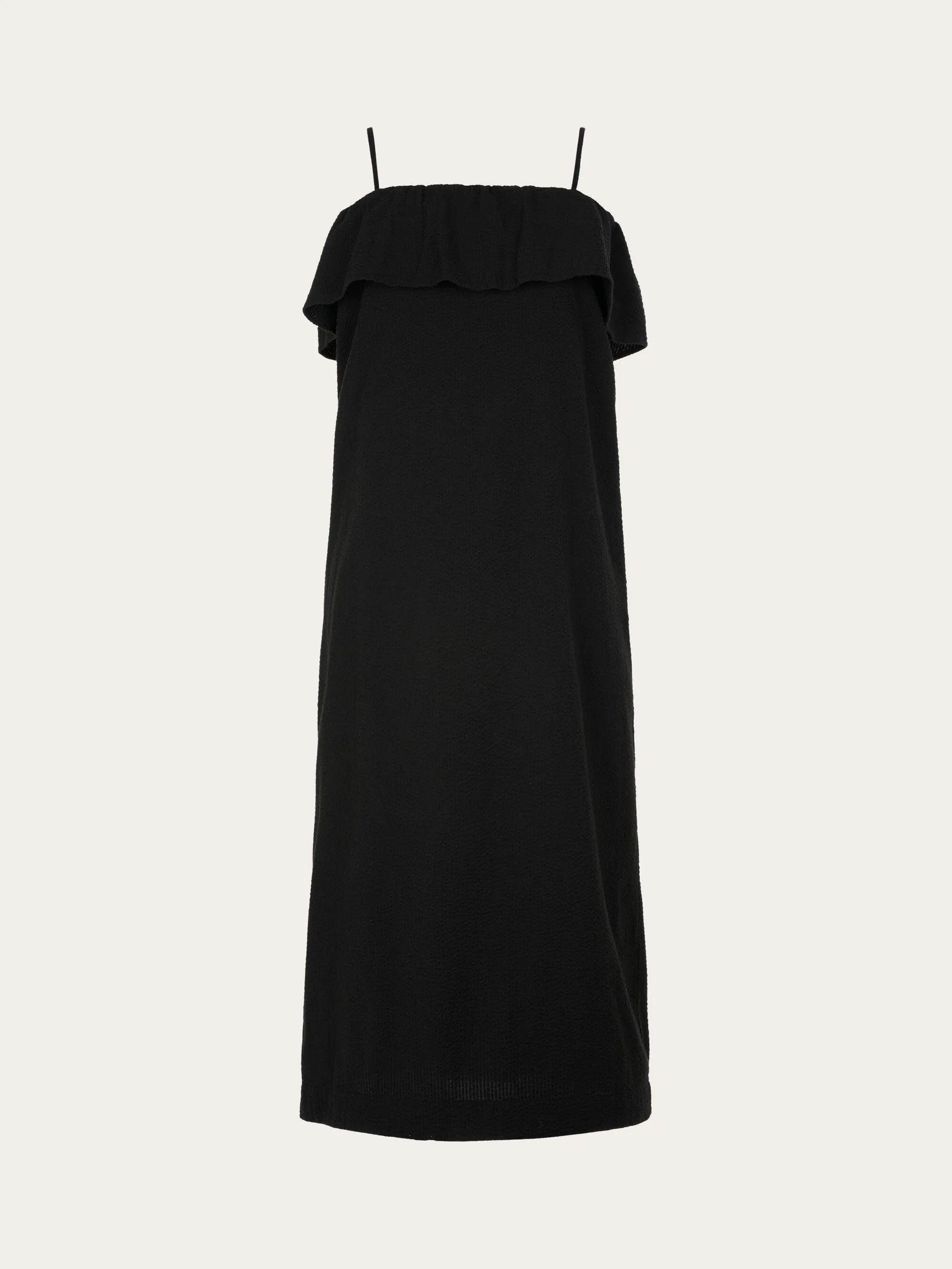 Seersucker strap maxi dress - Black Jet