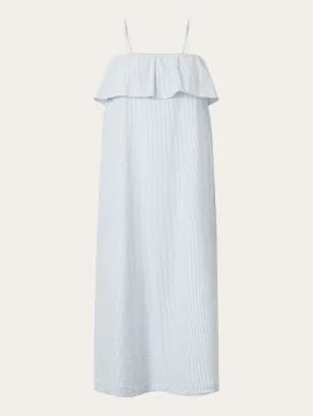 Seersucker strap maxi dress - Blue Fog