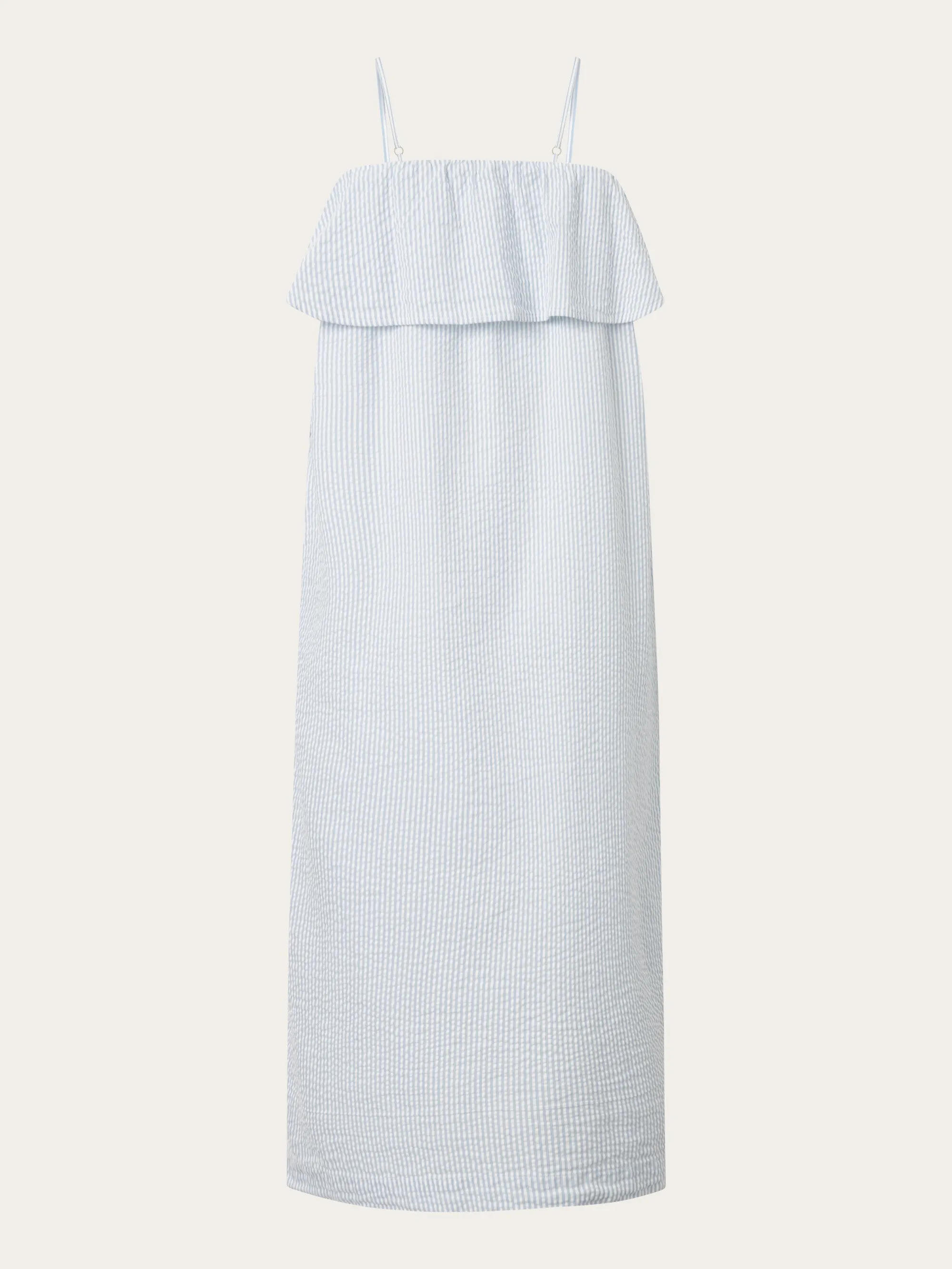 Seersucker strap maxi dress - Blue Fog