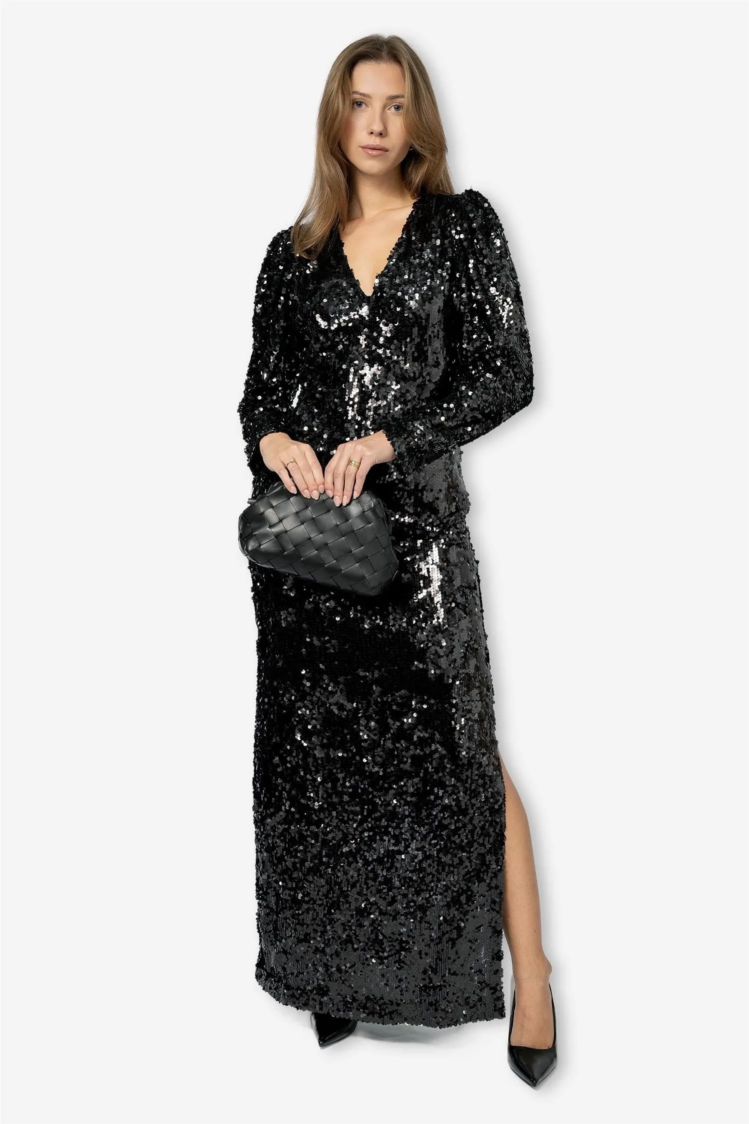 Sequins Maxi Dress Black