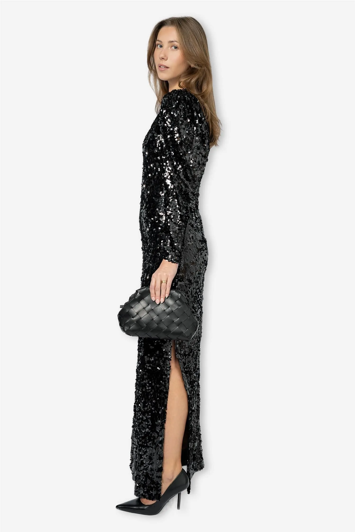 Sequins Maxi Dress Black