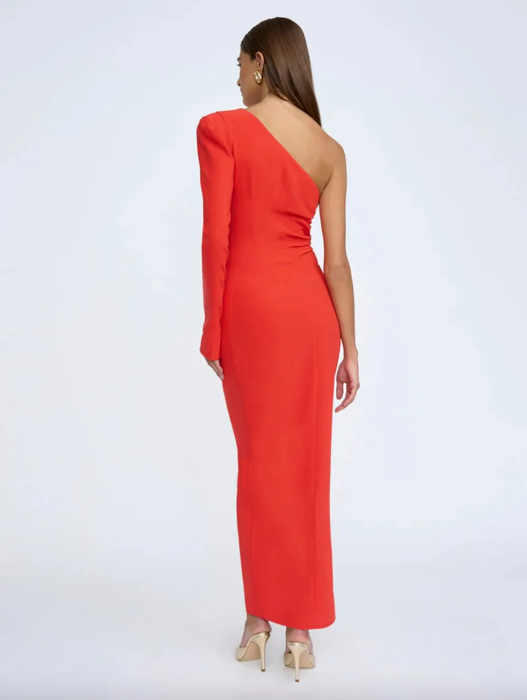 Serefina Asymmetric Gathered Midi Dress