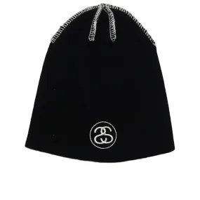 Skullcap Exposed Stitch Beanie, Black