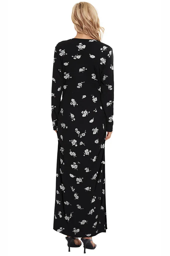 Smallshow Long Sleeve Floral Maternity Maxi Dress