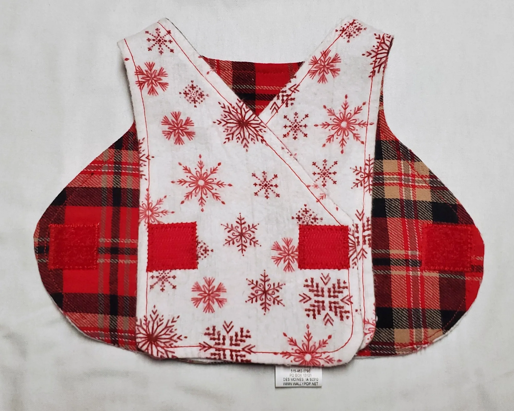 Snowflakes and Red Plaid NICU smock. 1-3 lb. Ready to Ship.