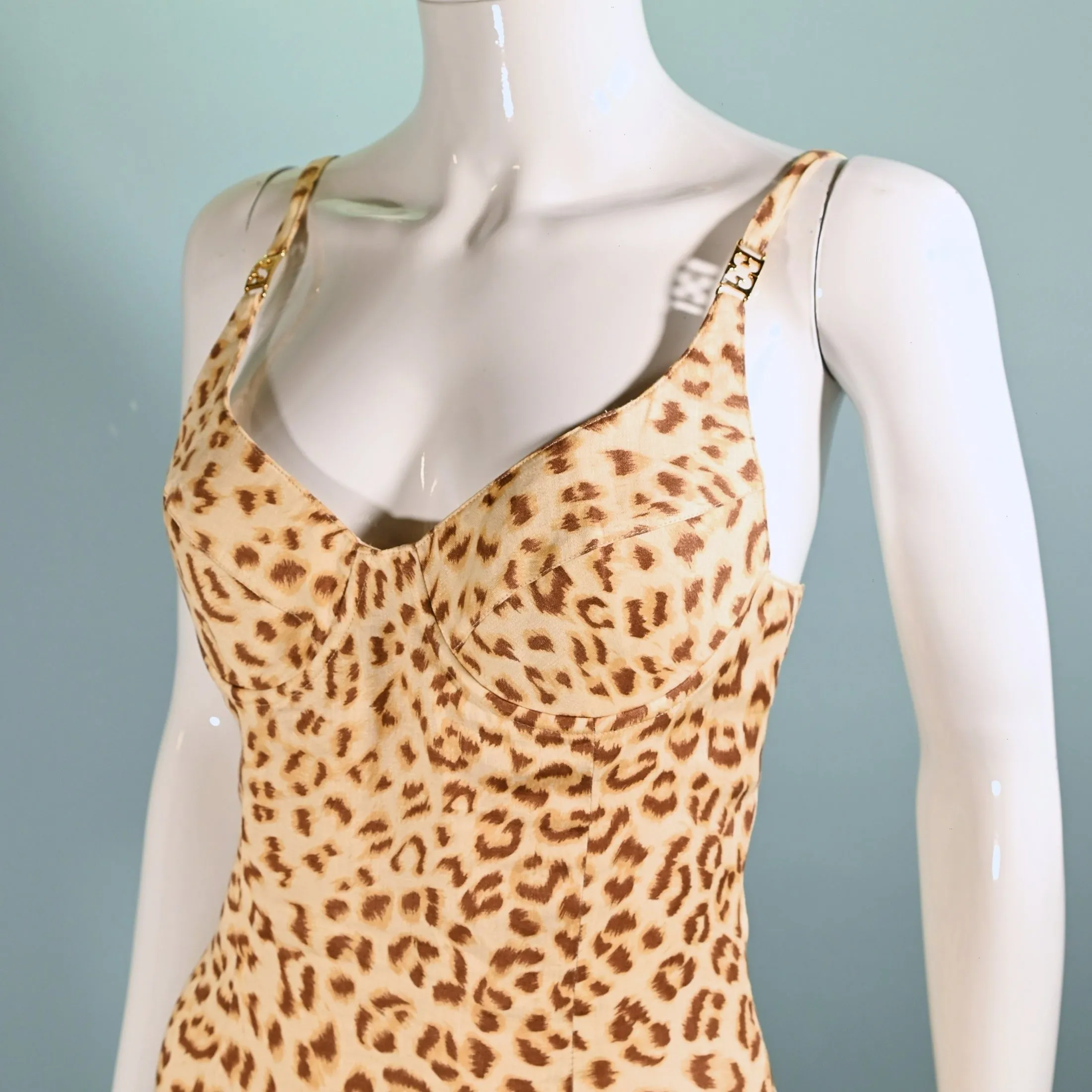 SOLD 90s/Y2K Escada Margarita Ley Leopard Print Dress DE SZ 36