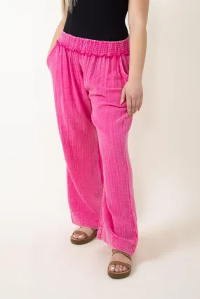 SS Gauze Pants Hot Pink