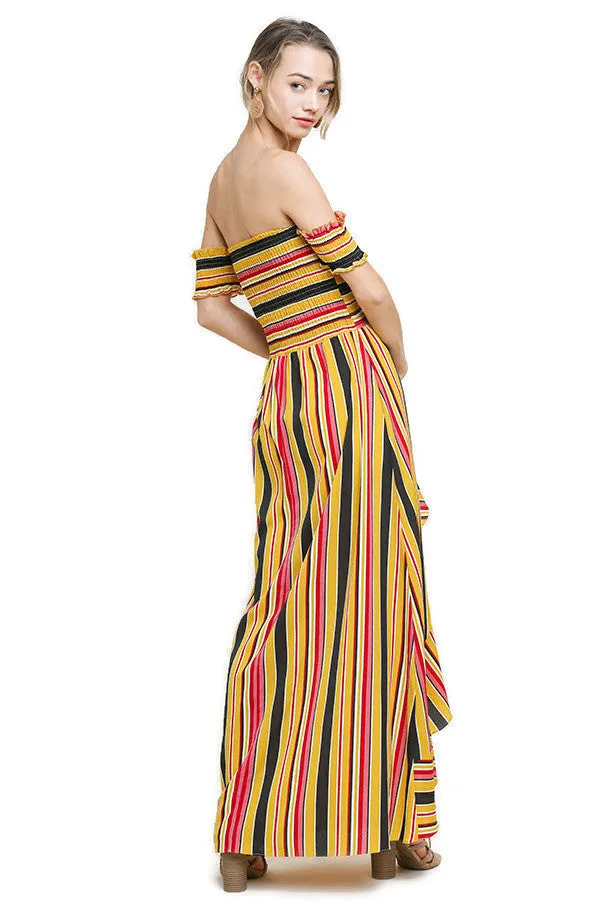 Striped Ruffle Tulip Maxi Dress, Sunray