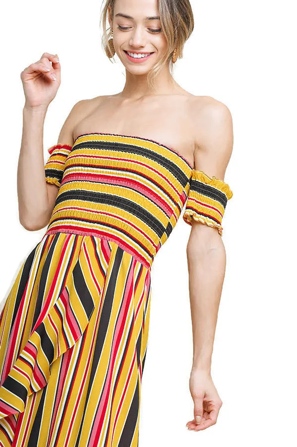 Striped Ruffle Tulip Maxi Dress, Sunray