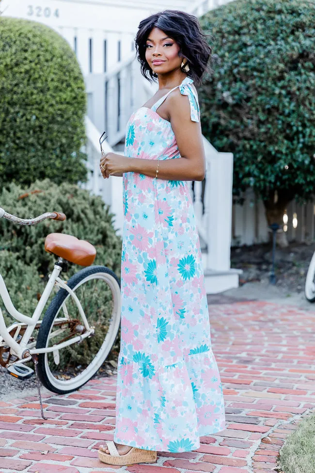 Sunkissed Feeling Teal Floral Maxi Dress FINAL SALE